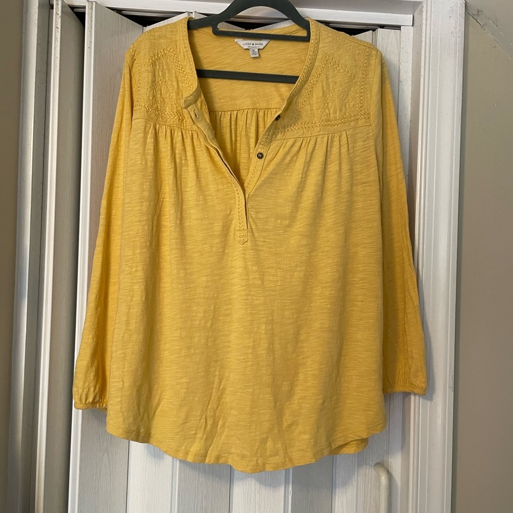 Lucky Mustard Yellow Embroidered Top